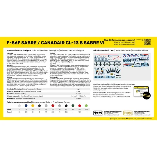 F-86F Sabre / Canadair CL-13 B Sabre VI, 1/72 - Heller 80277
