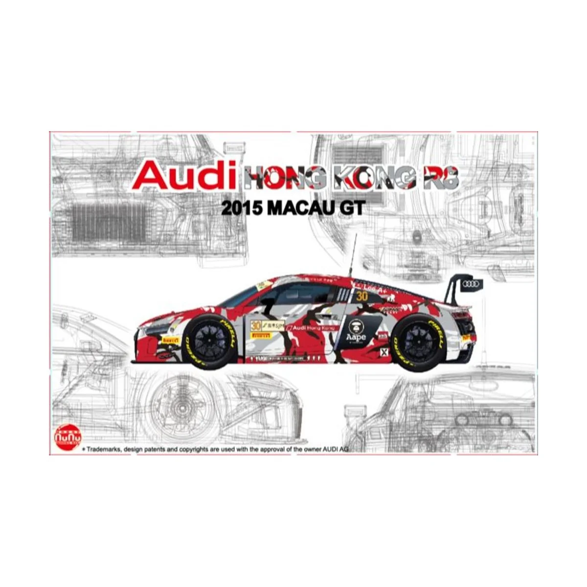 Audi Hong Kong R8 2015 MACAU GT, 1/24 - NUNU-BEEMAX PN24028