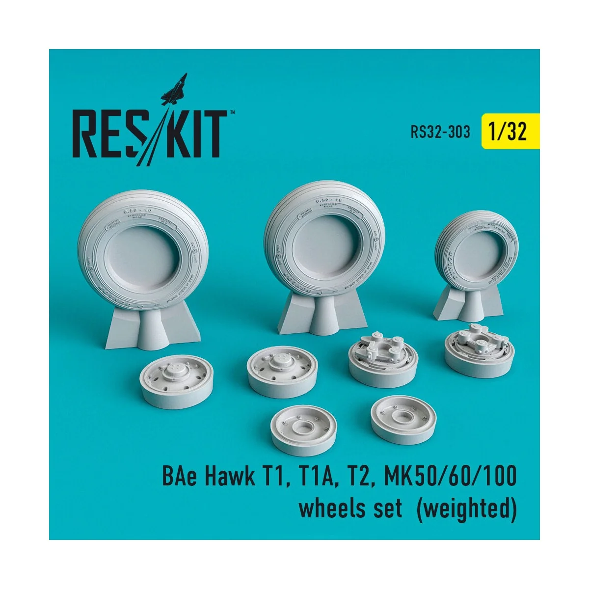 BAe Hawk T1, T1A, T2, MK50/60/100 wheels set (weighted), 1/32 - Res...