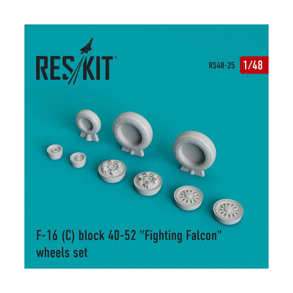 F-16C block 40-52 Fighting Falcon (weighted) wheels set, 1/48 - Res...
