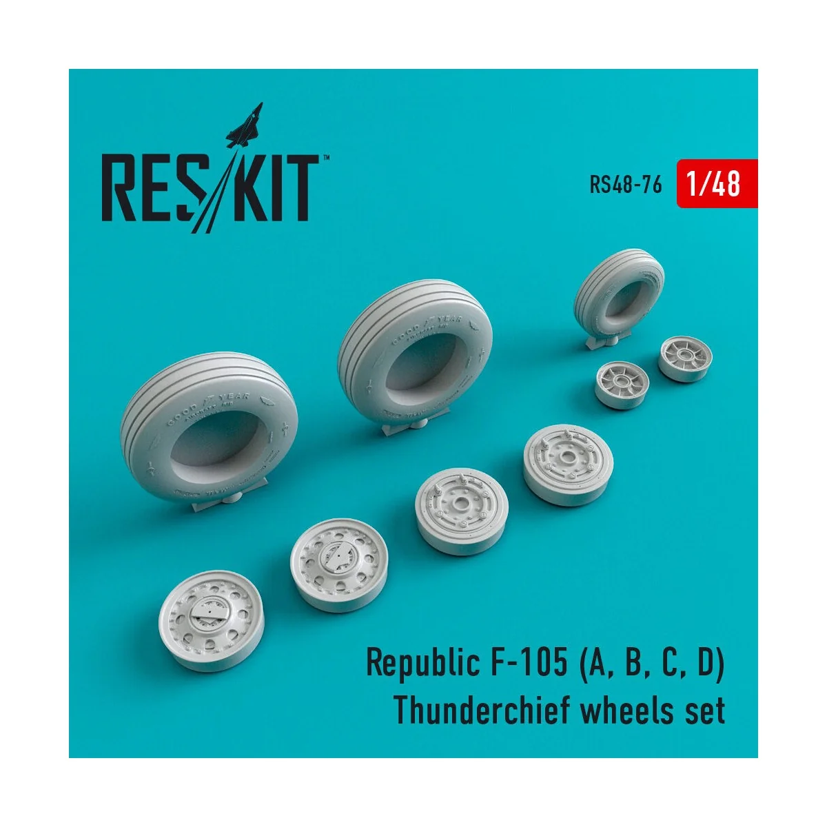 F-105 (A, B, C, D) Thunderchief wheels set, 1/48 - ResKit Models RS...