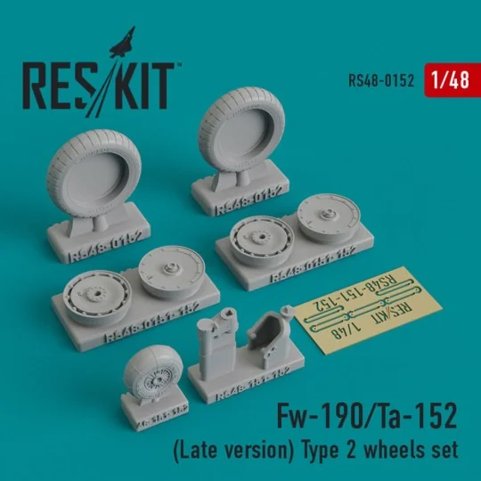 Fw-190 (Late version) type 2 wheels set, 1/48 - ResKit Models RS48-...