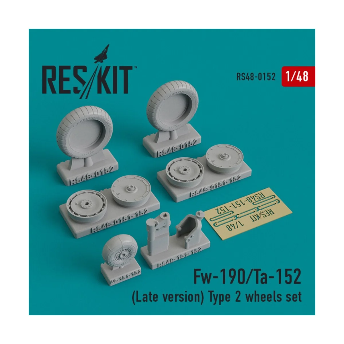 Fw-190 (Late version) type 2 wheels set, 1/48 - ResKit Models RS48-...