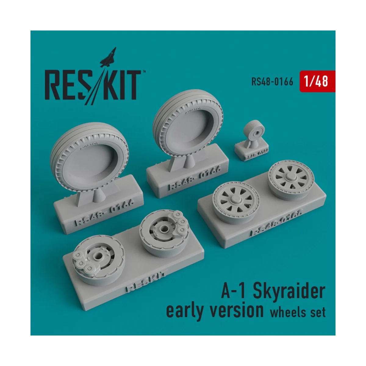 A-1 Skyraider (early version) wheels set, 1/48 - ResKit Models RS48...