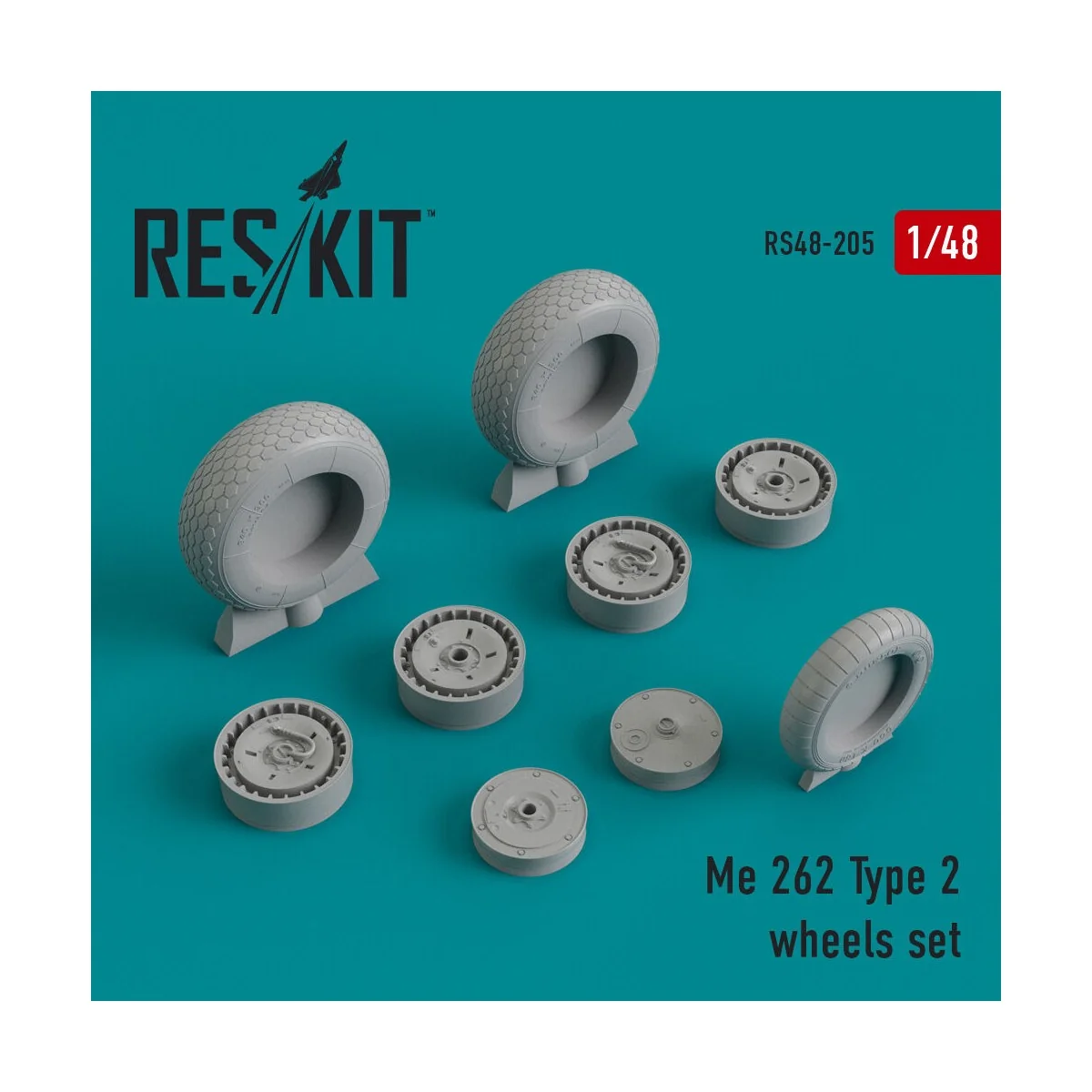 Me.262 type 2 wheels set, 1/48 - ResKit Models RS48-0205