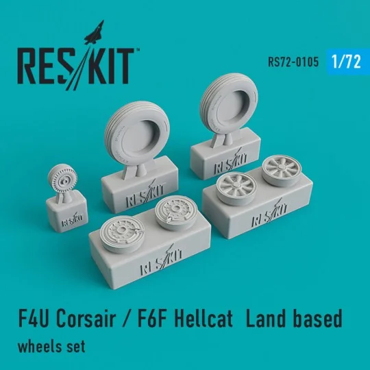 F4U Corsair/F6F Hellcat Land based wheels set, 1/72 - ResKit Models...
