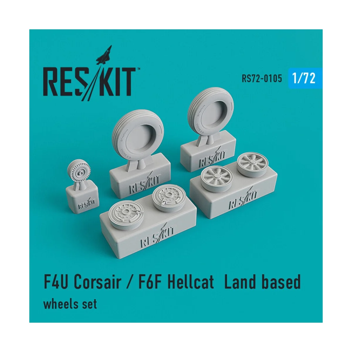 F4U Corsair/F6F Hellcat Land based wheels set, 1/72 - ResKit Models...