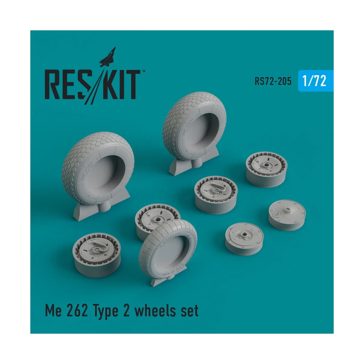 Me.262 type 2 wheels set, 1/72 - ResKit Models RS72-0205