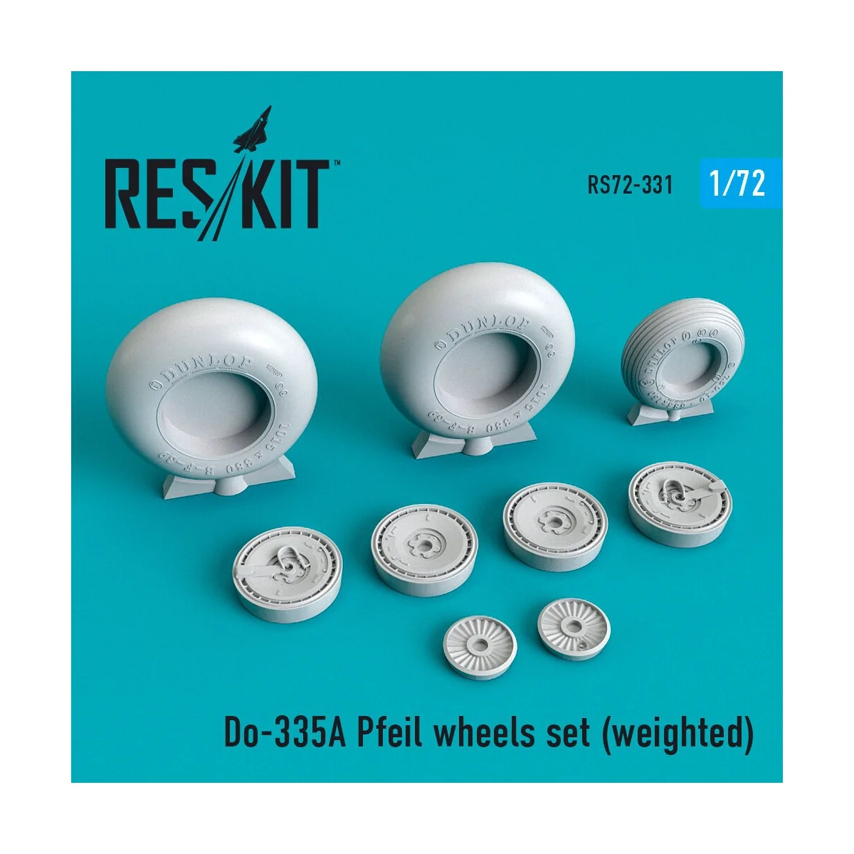 Do-335? Pfeil wheels set (weighted), 1/72 - ResKit Models RS72-0331
