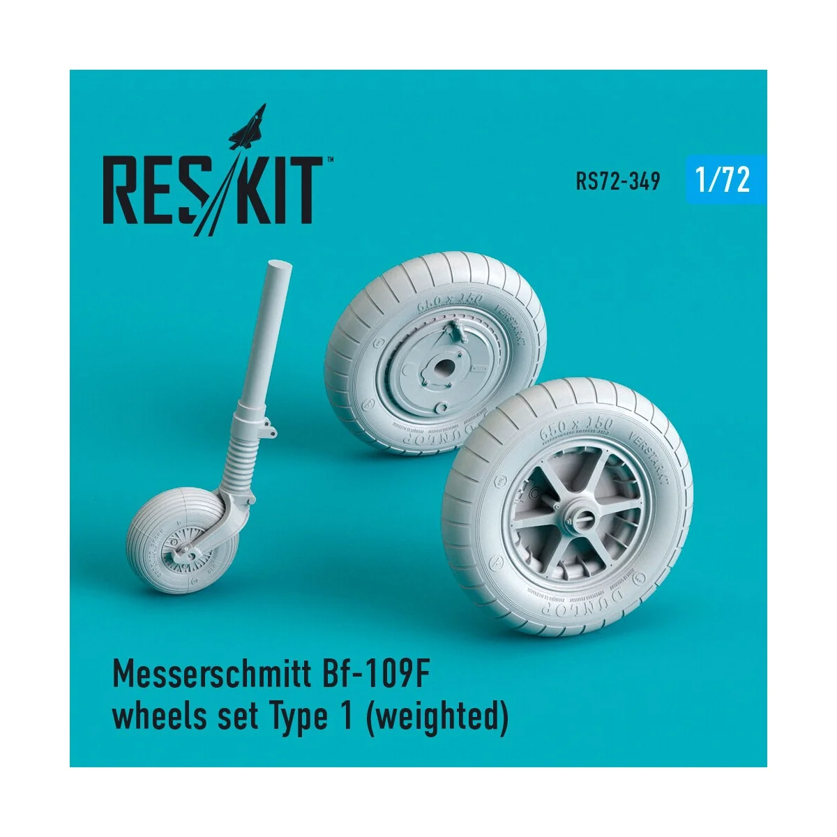 Bf-109 (F, G-early) wheels set ype 1 (weighted), 1/72 - ResKit Mode...