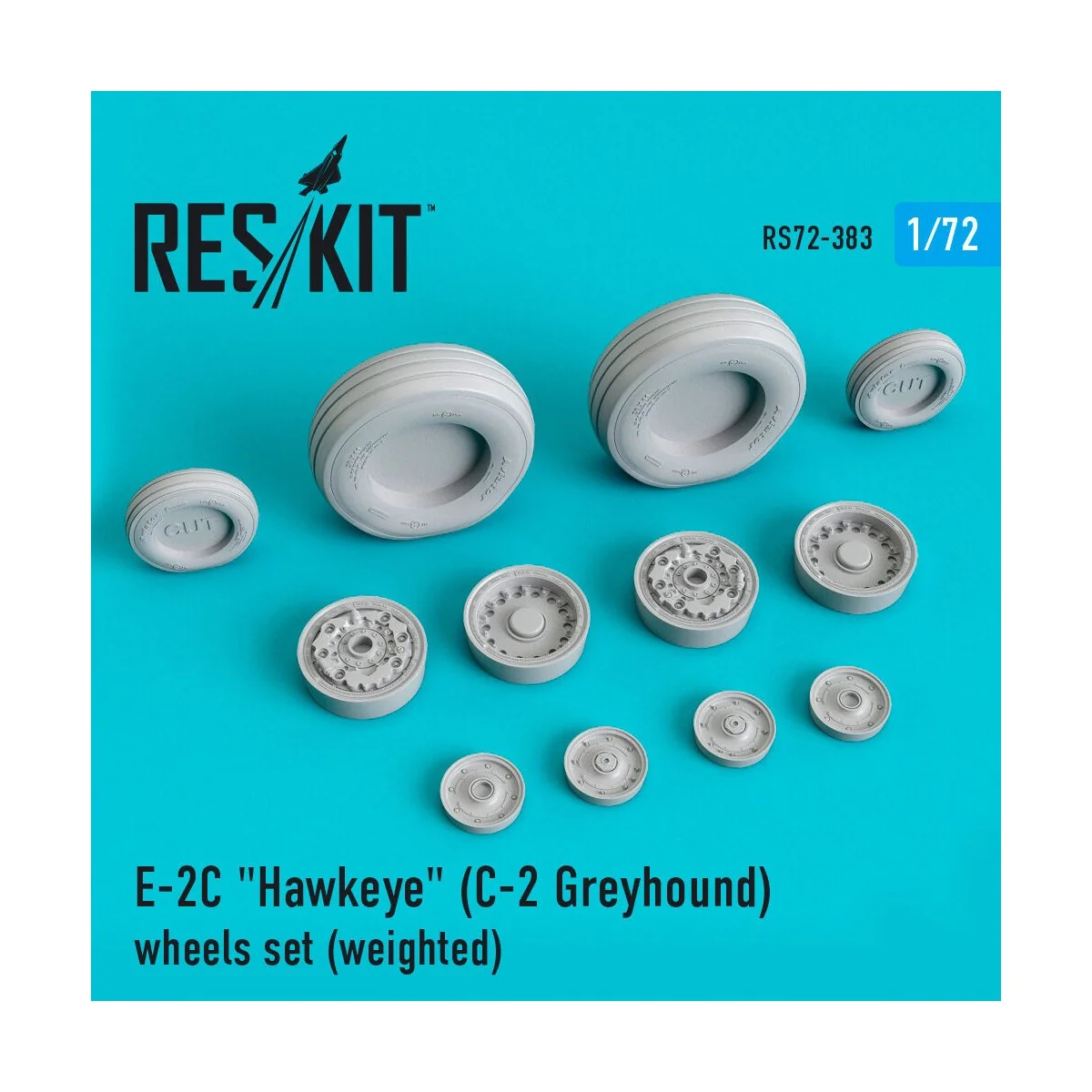 E-2C Hawkeye (C-2 Greyhound) wheels set (weighted), 1/72 - ResKit M...
