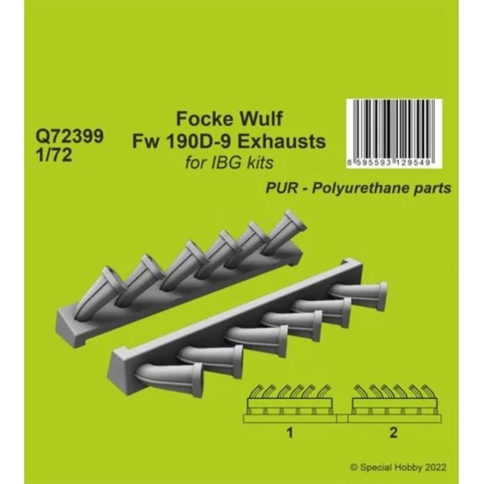 Focke Wulf Fw 190D-9 Exhausts / for 1/72 IBG kits, 1/72 - CMK 129-Q...