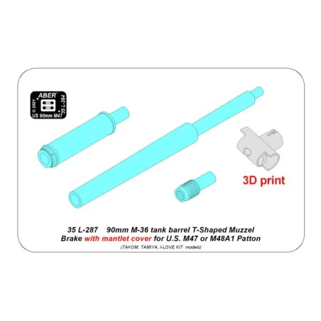 90 mm M-36 tank barrel T-shaped Muzzle Brake with mantlet cover for...