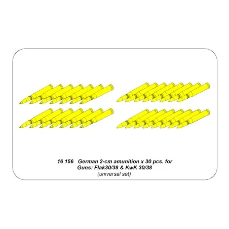 2-cm ammo x 30 pcs. for German Guns: Flak30/38 & KwK 30/38, 1/16 - ...