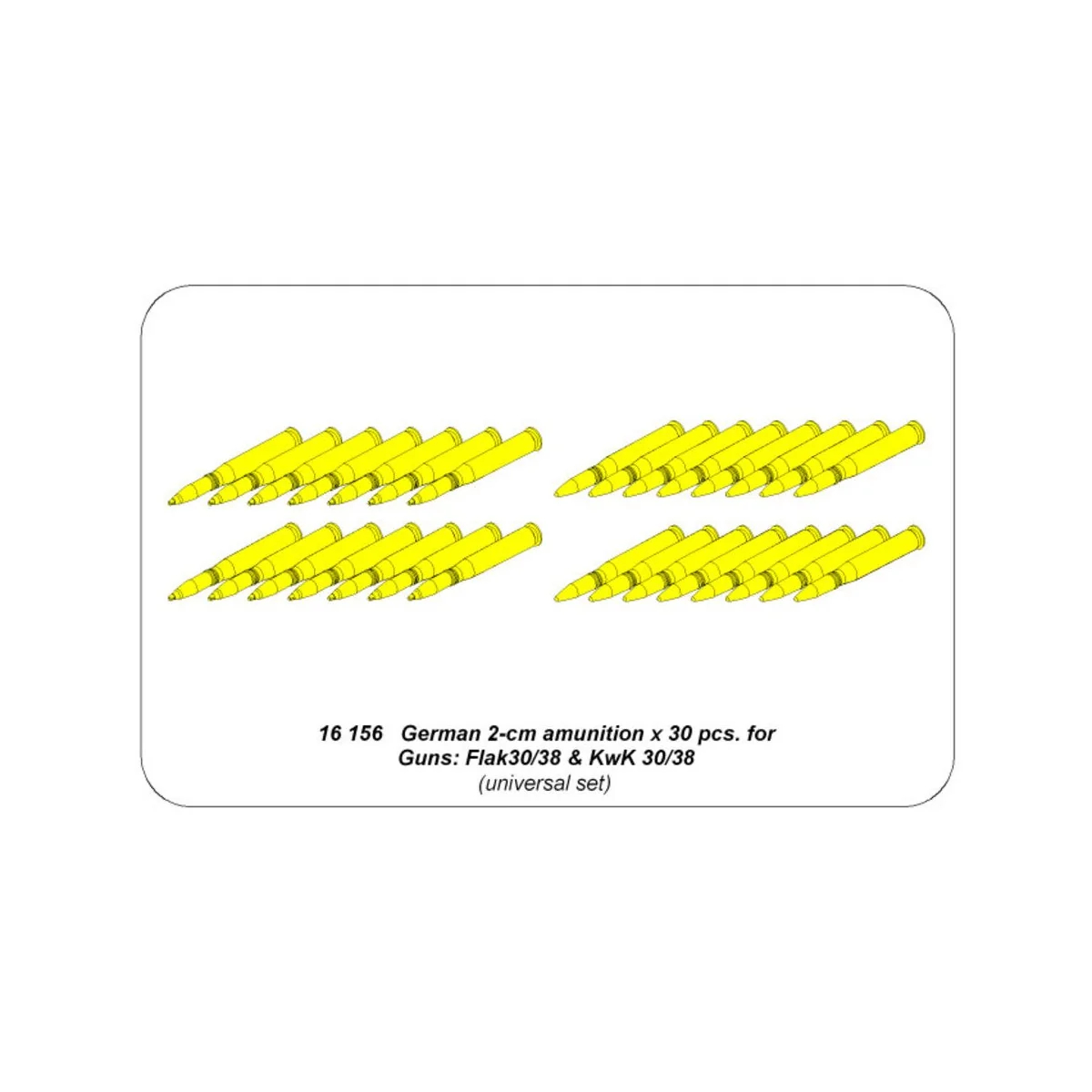 2-cm ammo x 30 pcs. for German Guns: Flak30/38 & KwK 30/38, 1/16 - ... 2-cm ammo x 30 pcs. for German Guns: Flak30/38 & KwK 30/38, 1/16 - ...