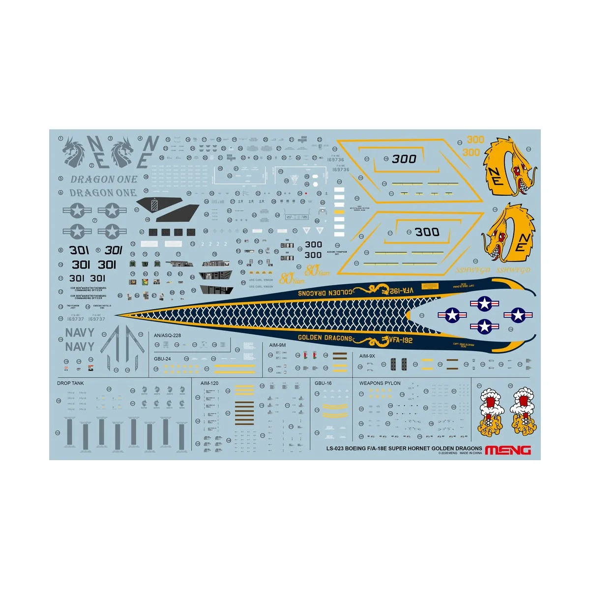 Boeing F/A-18E Super Hornet Golden Dragons, 1/48 - MENG-Model LS-023 Boeing F/A-18E Super Hornet Golden Dragons, 1/48 - MENG-Model LS-023