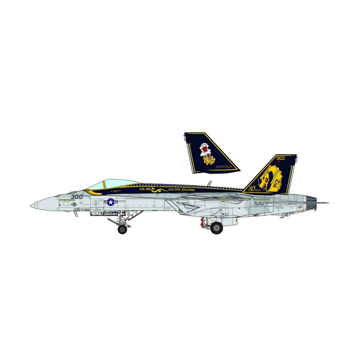 Boeing F/A-18E Super Hornet Golden Dragons, 1/48 - MENG-Model LS-023 Boeing F/A-18E Super Hornet Golden Dragons, 1/48 - MENG-Model LS-023