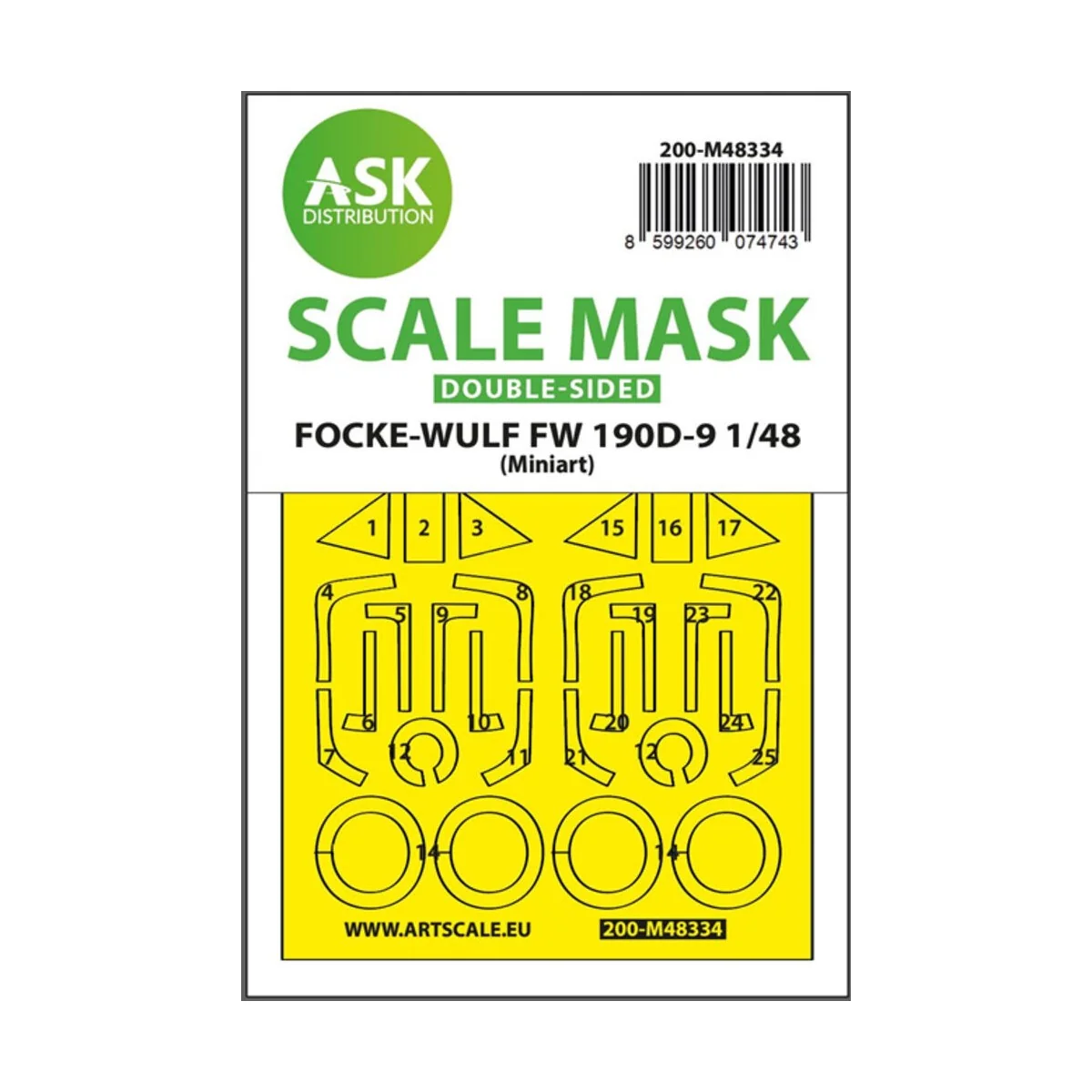 Fw 190D double-sided express fit mask for Miniart, 1/48 - Art Scale... Fw 190D double-sided express fit mask for Miniart, 1/48 - Art Scale...