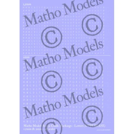 Chalk Markings - Letters (UPPERCASE) - 1.5mm & 2mm - Matho Models 8...