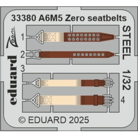 A6M5 Zero seatbelts STEEL TAMIYA, 1/32 - Eduard Accessories 33380 A6M5 Zero seatbelts STEEL TAMIYA, 1/32 - Eduard Accessories 33380