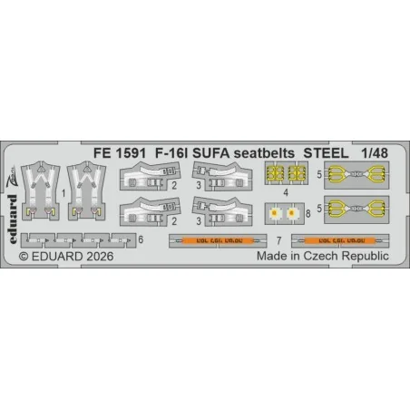 F-16I SUFA seatbelts STEEL (Kinetic Gold edition kit) for Kinetic, ...