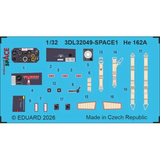 He 162A SPACE for Hobby 2000, 1/32 - Eduard Accessories 3DL32049 He 162A SPACE for Hobby 2000, 1/32 - Eduard Accessories 3DL32049