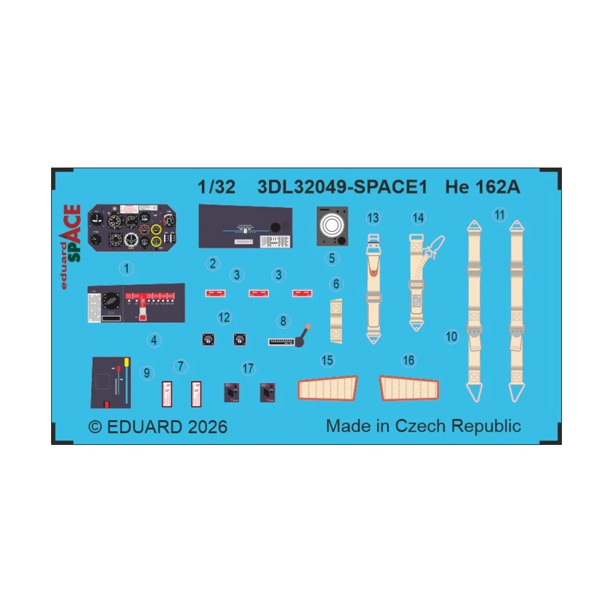 He 162A SPACE for Hobby 2000, 1/32 - Eduard Accessories 3DL32049 He 162A SPACE for Hobby 2000, 1/32 - Eduard Accessories 3DL32049