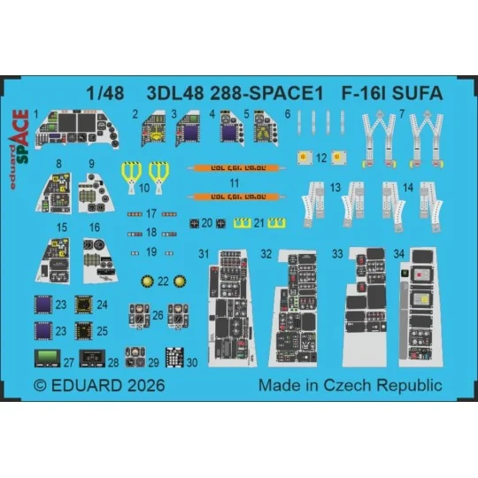 F-16I SUFA SPACE for Kinetic, 1/48 - Eduard Accessories 3DL48288 F-16I SUFA SPACE for Kinetic, 1/48 - Eduard Accessories 3DL48288