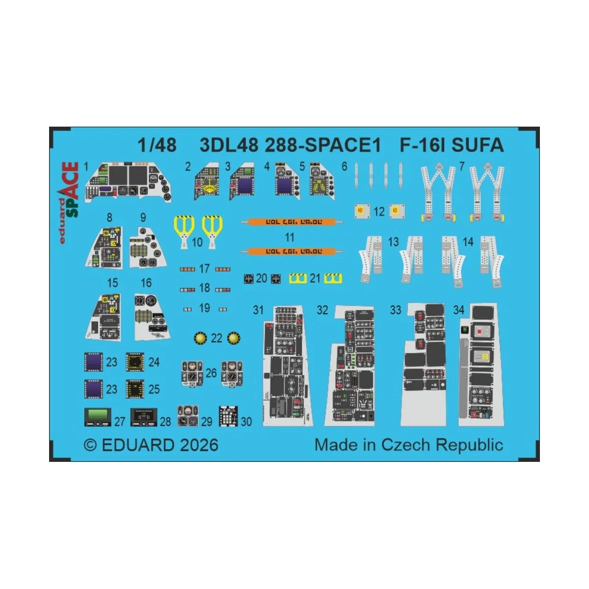 F-16I SUFA SPACE for Kinetic, 1/48 - Eduard Accessories 3DL48288 F-16I SUFA SPACE for Kinetic, 1/48 - Eduard Accessories 3DL48288