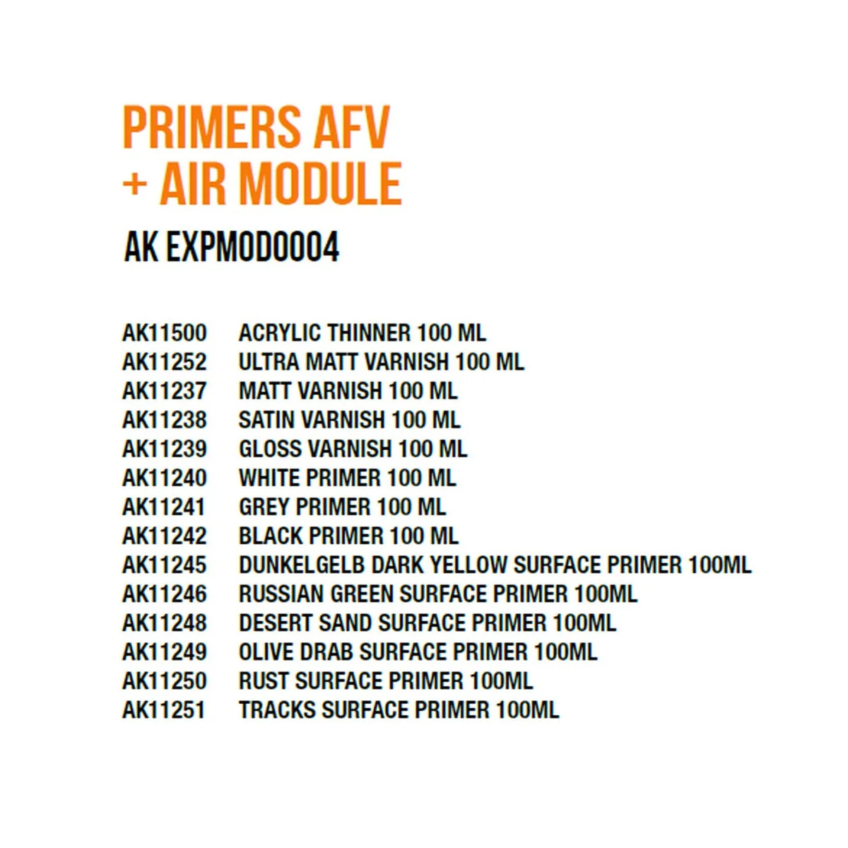 Primers afv + air Module - AK Interactive AK EXPMOD0004 Primers afv + air Module - AK Interactive AK EXPMOD0004