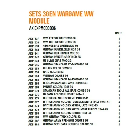 Sets 3gen Wargame ww Module - AK Interactive AK EXPMOD0006