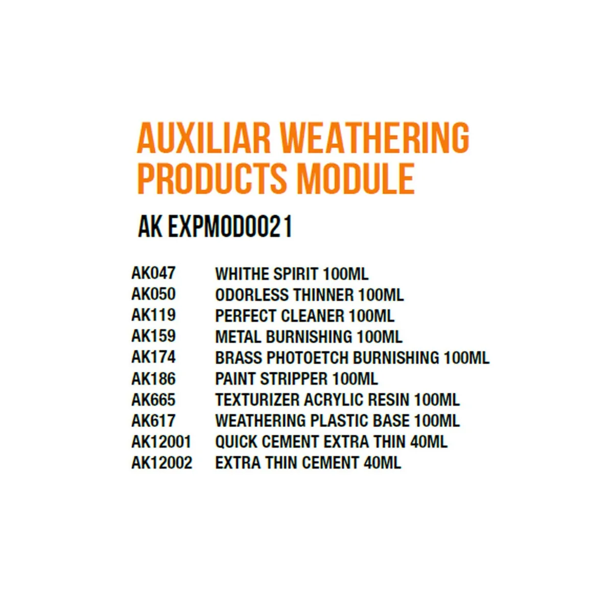 Auxiliar Weathering Products Module - AK Interactive AK EXPMOD0021 Auxiliar Weathering Products Module - AK Interactive AK EXPMOD0021