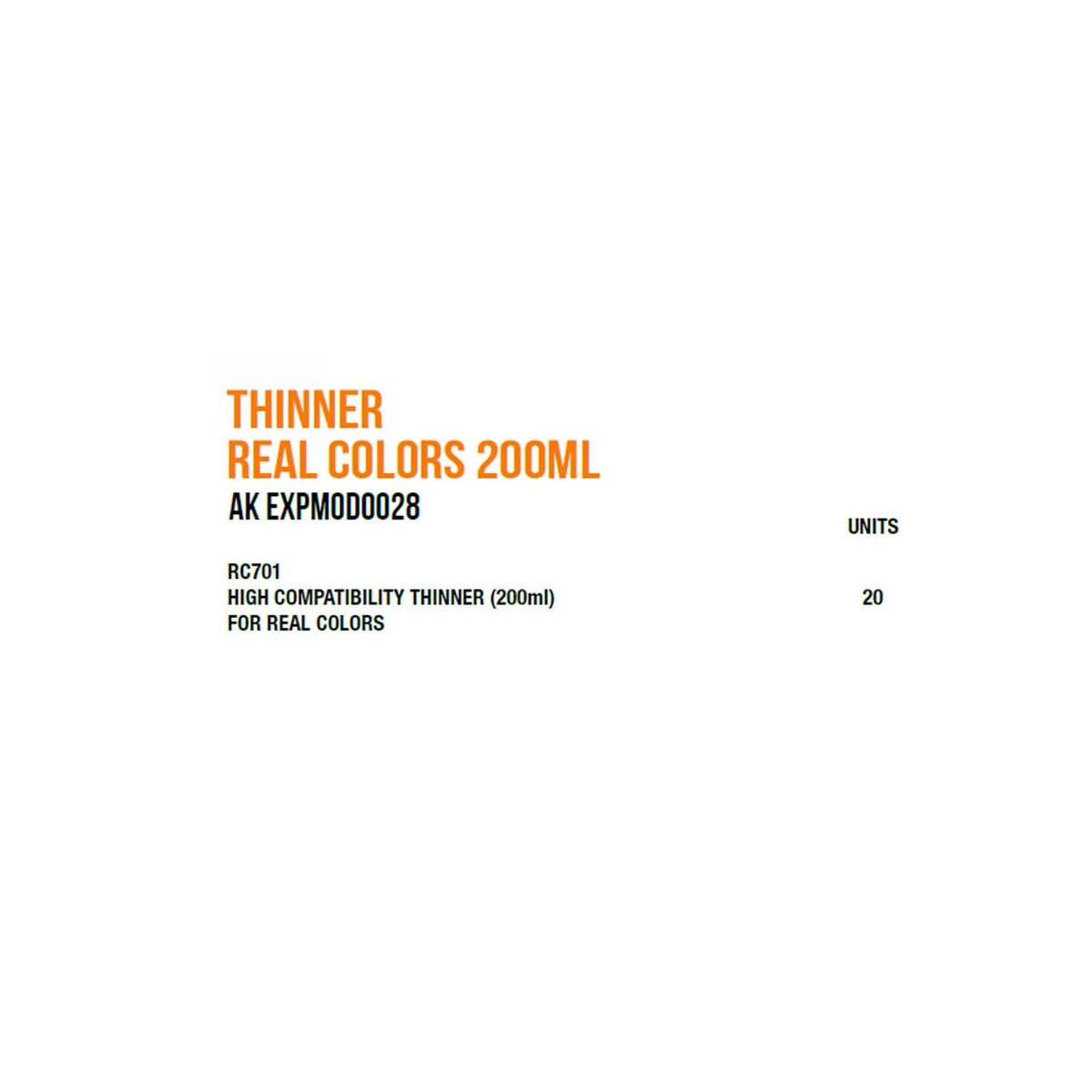 Thinner Real Colors 200 ml. Module - AK Interactive AK EXPMOD0028 Thinner Real Colors 200 ml. Module - AK Interactive AK EXPMOD0028