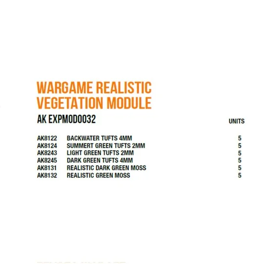 Wargame Realistic Vegetation Module - AK Interactive AK EXPMOD0032 Wargame Realistic Vegetation Module - AK Interactive AK EXPMOD0032