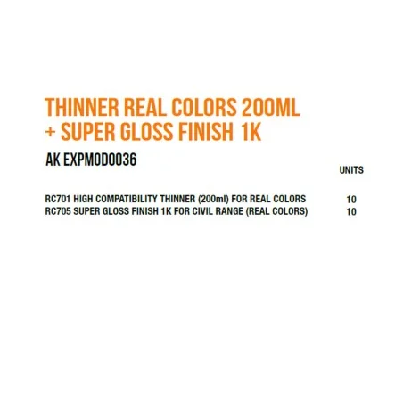 Thinner Real Colors 200ml+ Super Gloss Finish 1k Module - AK Intera...