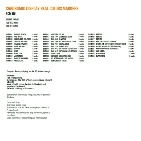 Cardboard Display Real Colors Markers - AK Interactive RCM151 Cardboard Display Real Colors Markers - AK Interactive RCM151