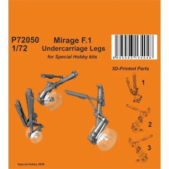 Mirage F.1 Undercarriage Legs for Special Hobby, 1/72 - CMK 129-P72050 Mirage F.1 Undercarriage Legs for Special Hobby, 1/72 - CMK 129-P72050