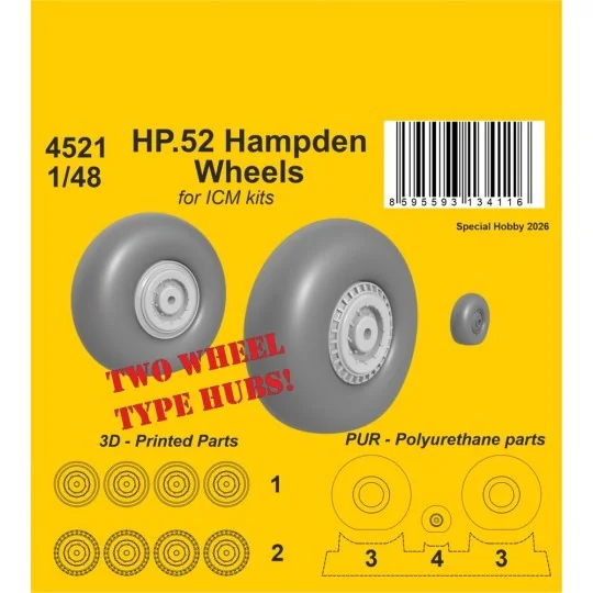 HP.52 Hampden Wheels for ICM, 1/48 - CMK 129-4521
