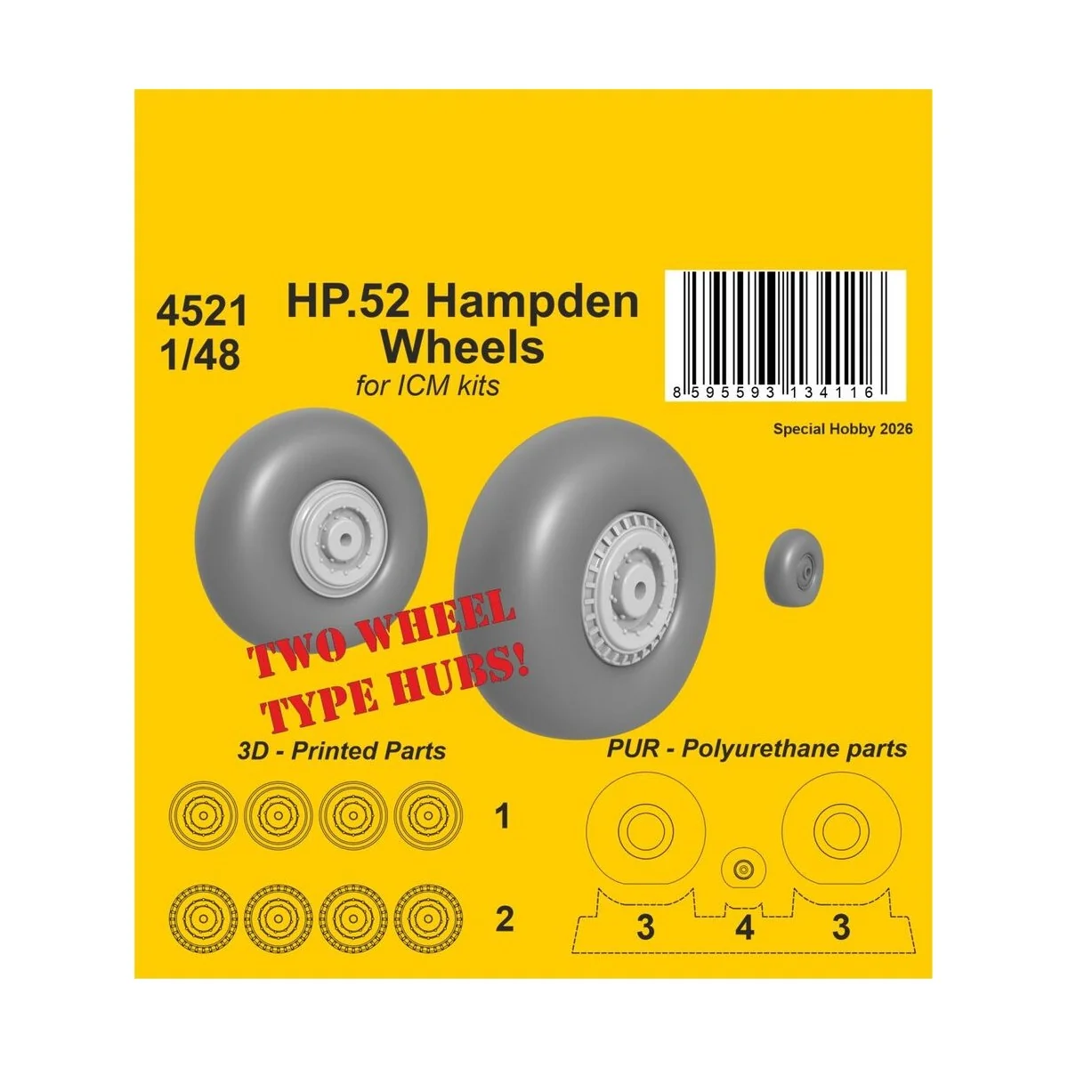 HP.52 Hampden Wheels for ICM, 1/48 - CMK 129-4521