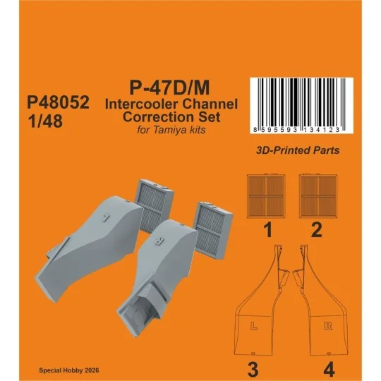 P-47D/M Intercooler Channel Correction Set for Tamiya, 1/48 - CMK 1... P-47D/M Intercooler Channel Correction Set for Tamiya, 1/48 - CMK 1...