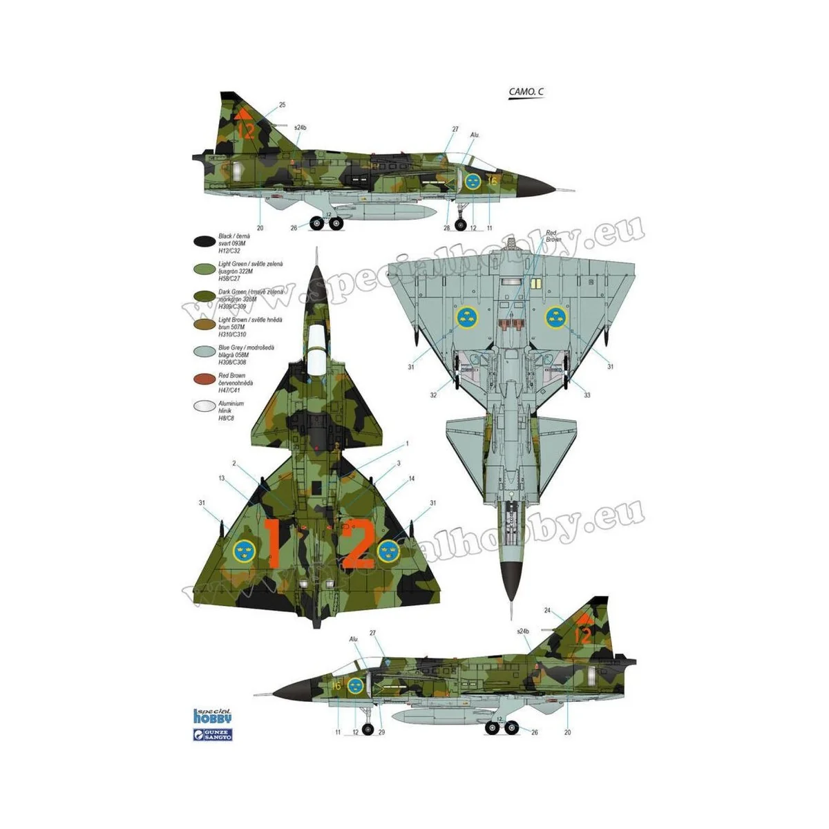 JA-37 Viggen Fighter, 1/72 - Special Hobby 100-SH72384 JA-37 Viggen Fighter, 1/72 - Special Hobby 100-SH72384