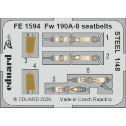 Fw 190A-8 seatbelts STEEL for Hobby Boss, 1/48 - Eduard Accessories...