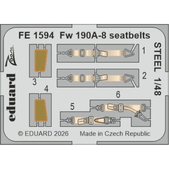 Fw 190A-8 seatbelts STEEL for Hobby Boss, 1/48 - Eduard Accessories... Fw 190A-8 seatbelts STEEL for Hobby Boss, 1/48 - Eduard Accessories...