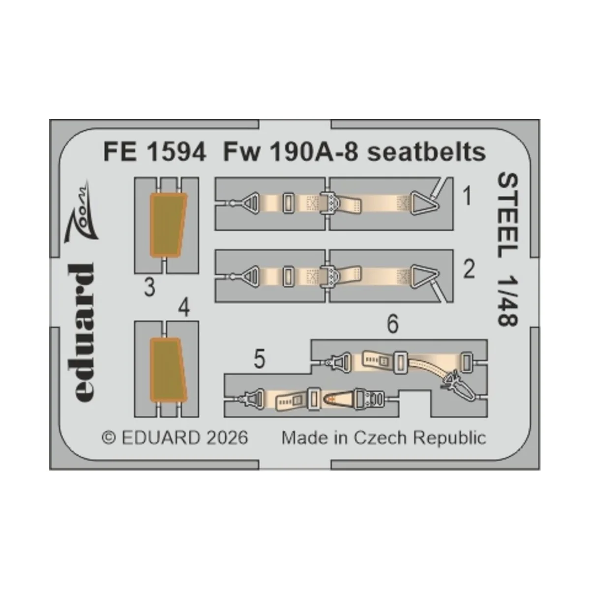 Fw 190A-8 seatbelts STEEL for Hobby Boss, 1/48 - Eduard Accessories... Fw 190A-8 seatbelts STEEL for Hobby Boss, 1/48 - Eduard Accessories...