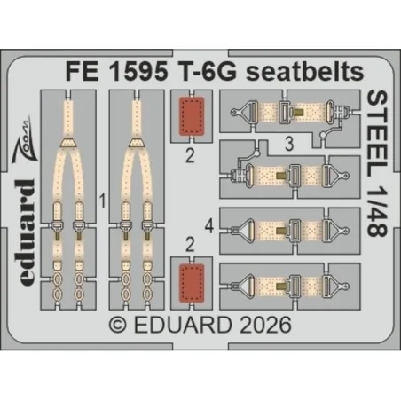 T-6G seatbelts STEEL for Italeri, 1/48 - Eduard Accessories FE1595