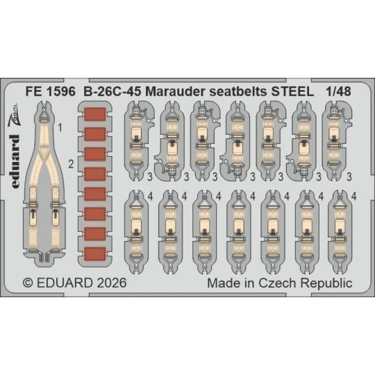 B-26C-45 Marauder seatbelts STEEL for ICM, 1/48 - Eduard Accessorie... B-26C-45 Marauder seatbelts STEEL for ICM, 1/48 - Eduard Accessorie...