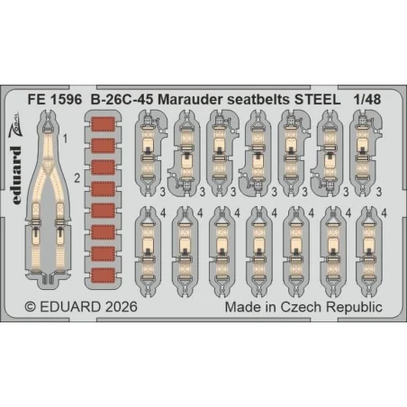 B-26C-45 Marauder seatbelts STEEL for ICM, 1/48 - Eduard Accessorie...