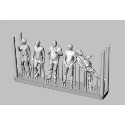 Aeroclub members-5 figures (3D print), 1/72 - Brengun BRL72302