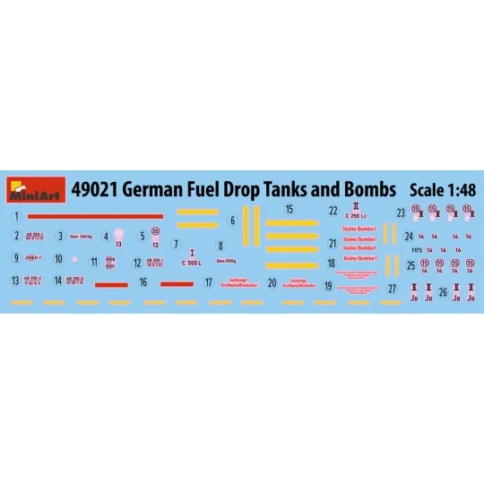 German Fuel Drop Tanks and Bombs, 1/48 - MiniArt 49021 German Fuel Drop Tanks and Bombs, 1/48 - MiniArt 49021