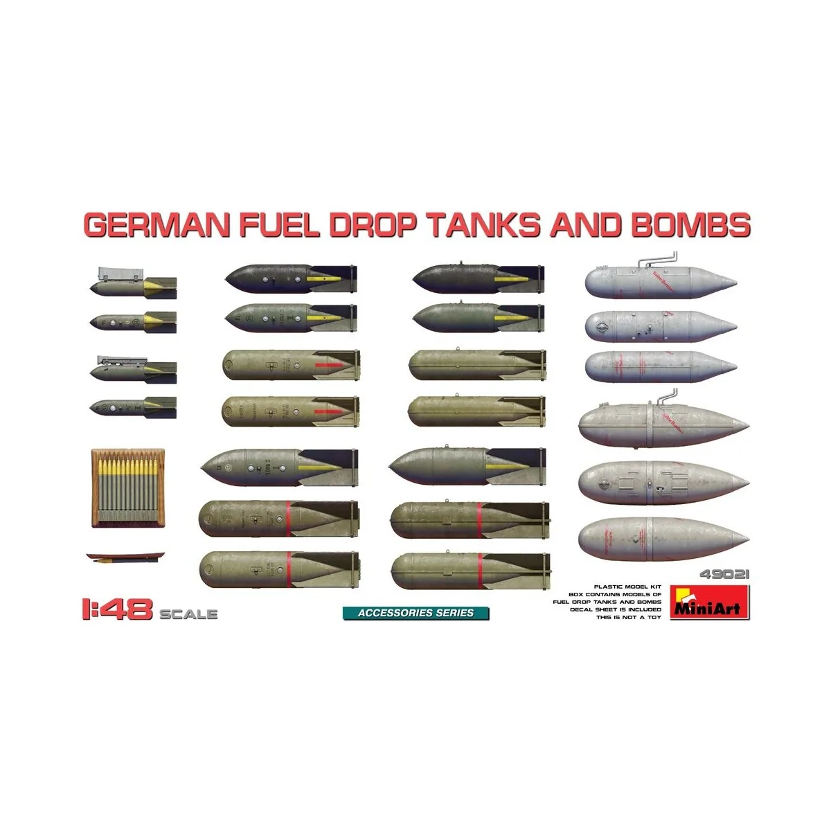 German Fuel Drop Tanks and Bombs, 1/48 - MiniArt 49021 German Fuel Drop Tanks and Bombs, 1/48 - MiniArt 49021